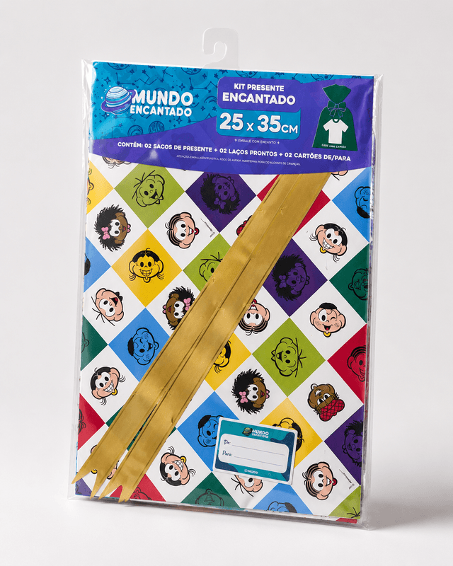 Kit Presente Encantado 25 por 35 centímetros, estampa Turma da Mônica